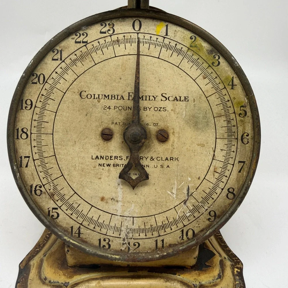 ⚖️ Antique‎ Landers Frary Clark Columbia Family Scale 1907 Patent Kitchen USA